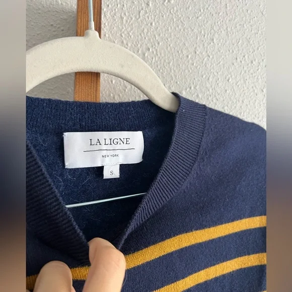La Linge Wool Cashmere blend striped crew neck sweater - Picture 2 of 6